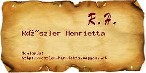 Röszler Henrietta névjegykártya